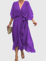 Nada | Elegant V Neck Dress – Lavender | The Bellemont Sisters Australia