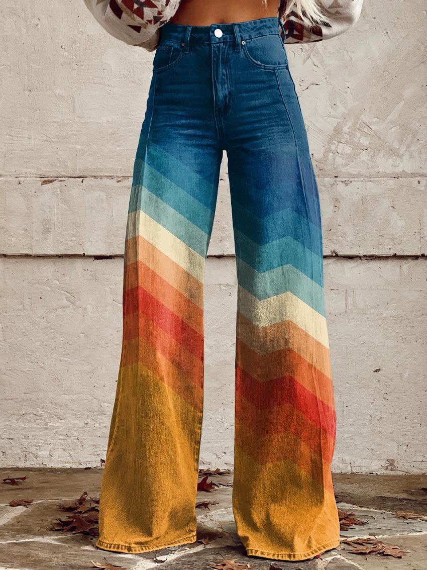 Léa - Elegant Retro Zigzag Pants – Multicolor | The Bellemont Sisters Australia