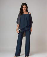 Cynthia | Elegant Layered Two Piece Dressy Summer Set – Navy Blue | The Bellemont Sisters Australia