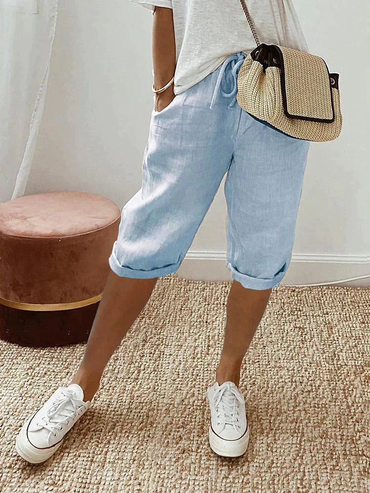 Ophelia - Relaxed Summer Shorts – Blue | The Bellemont Sisters Australia