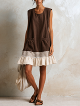 Hazel™ Ruffle Hem Tunic Dress – Brown | The Bellemont Sisters Australia