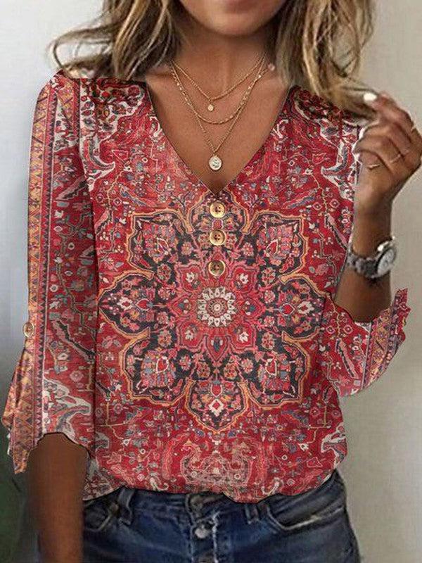 Audrey | Women’s Bohemian Print Blouse Oriental Style | The Bellemont Sisters Australia