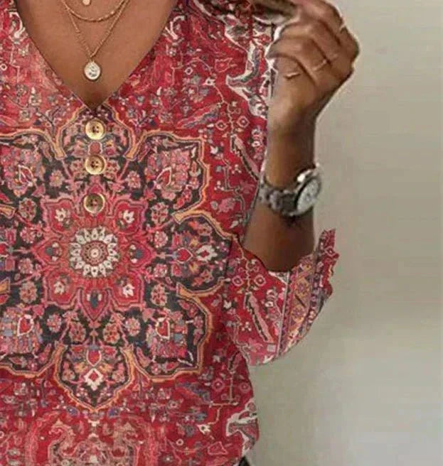 Audrey | Women’s Bohemian Print Blouse Oriental Style | The Bellemont Sisters Australia