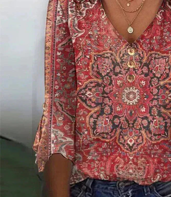 Audrey | Women’s Bohemian Print Blouse Oriental Style | The Bellemont Sisters Australia
