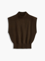 Michelle | Women's Mock Neck Short Sleeve Casual Top – Dark Brown | The Bellemont Sisters Australia