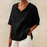 Clara | Women’s Spring Relaxed V-Neck Top – Black | The Bellemont Sisters Australia