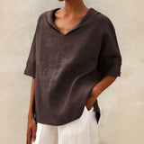 Clara | Women’s Spring Relaxed V-Neck Top – Brown | The Bellemont Sisters Australia
