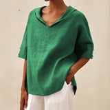 Clara | Women’s Spring Relaxed V-Neck Top – Green | The Bellemont Sisters Australia