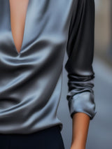 Bethany | Women’s Spring V-Neck Satin Blouse | The Bellemont Sisters Australia