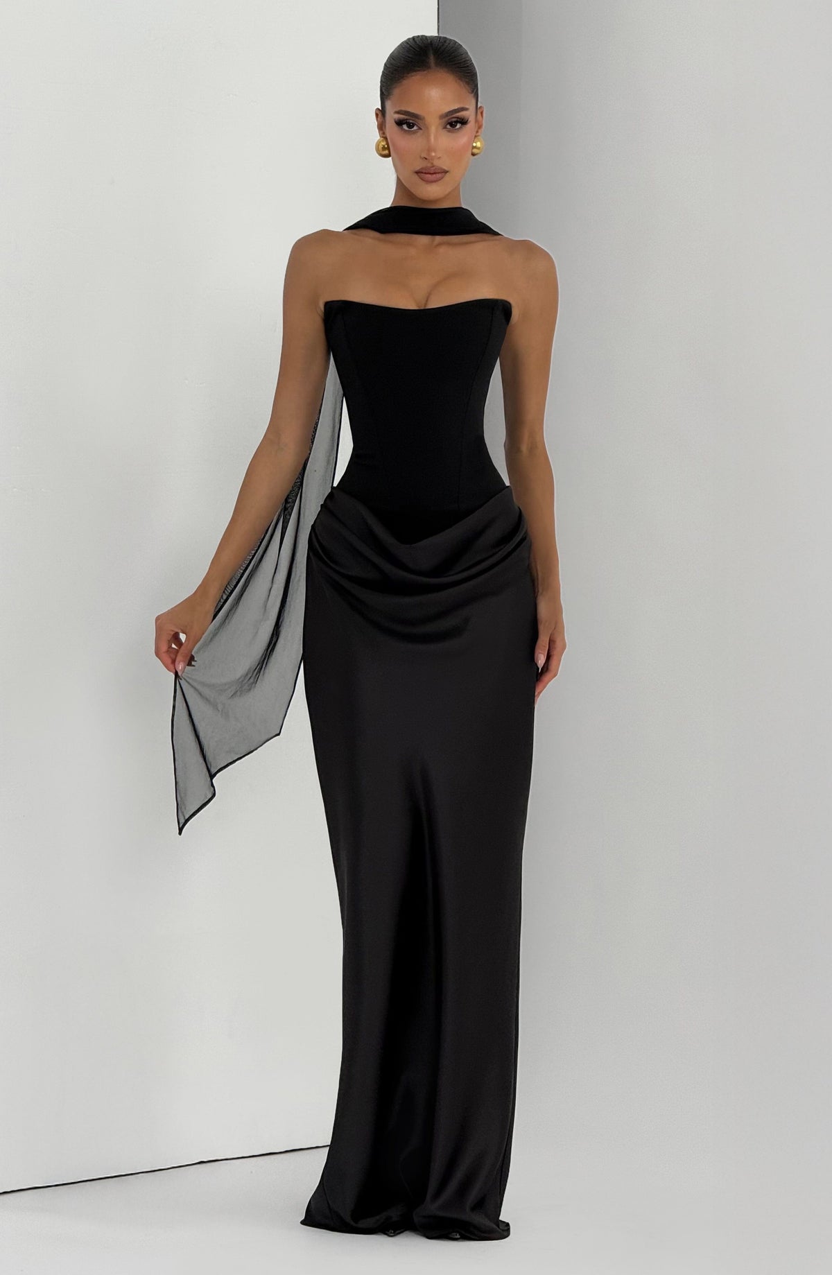 Noelle | Women's Evening Satin Cowl Neck Maxi Dress | The Bellemont Sisters Australia