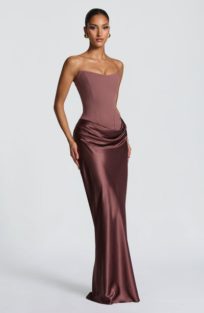 Noelle | Women's Evening Satin Cowl Neck Maxi Dress | The Bellemont Sisters Australia