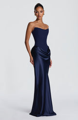 Noelle | Women's Evening Satin Cowl Neck Maxi Dress | The Bellemont Sisters Australia