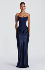 Noelle | Women's Evening Satin Cowl Neck Maxi Dress | The Bellemont Sisters Australia