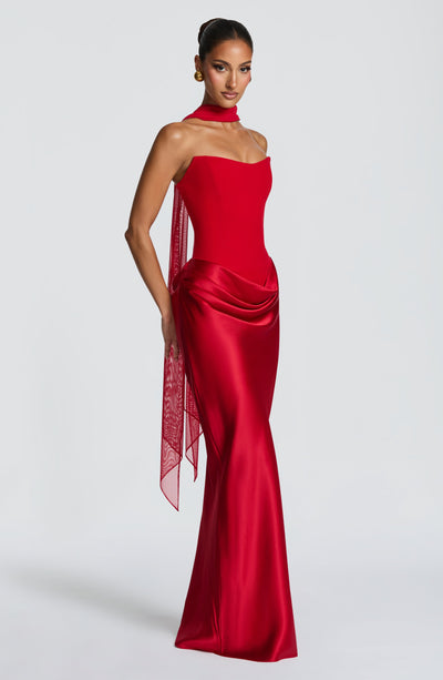 Noelle | Women's Evening Satin Cowl Neck Maxi Dress | The Bellemont Sisters Australia