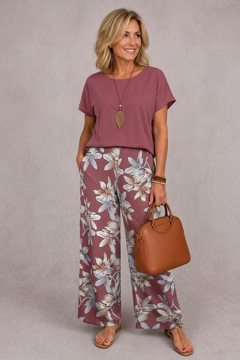Rosie | Elegant Floral Two-Piece Set – Dusty Rose | The Bellemont Sisters Australia