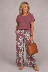 Rosie | Elegant Floral Two-Piece Set – Dusty Rose | The Bellemont Sisters Australia