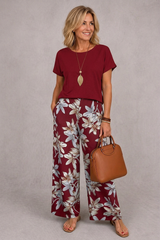 Rosie | Elegant Floral Two-Piece Set – Red | The Bellemont Sisters Australia