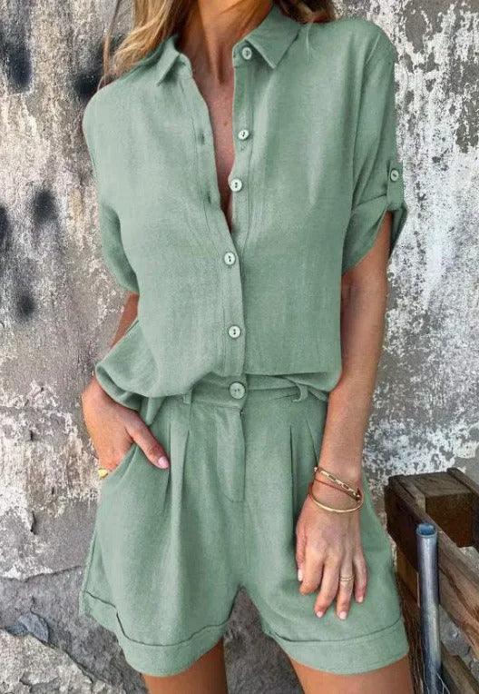 Hayes | Breezy Linen Set – Green | The Bellemont Sisters Australia