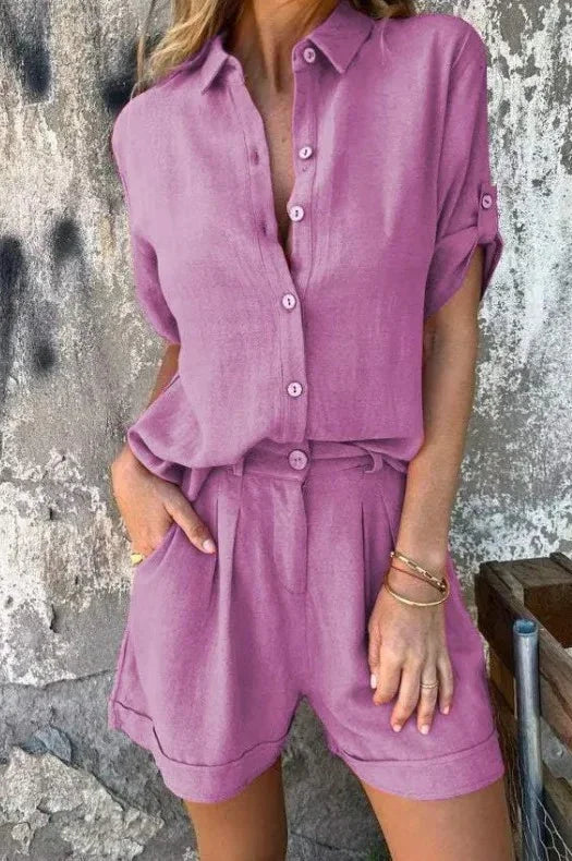 Hayes | Breezy Linen Set – Pink | The Bellemont Sisters Australia