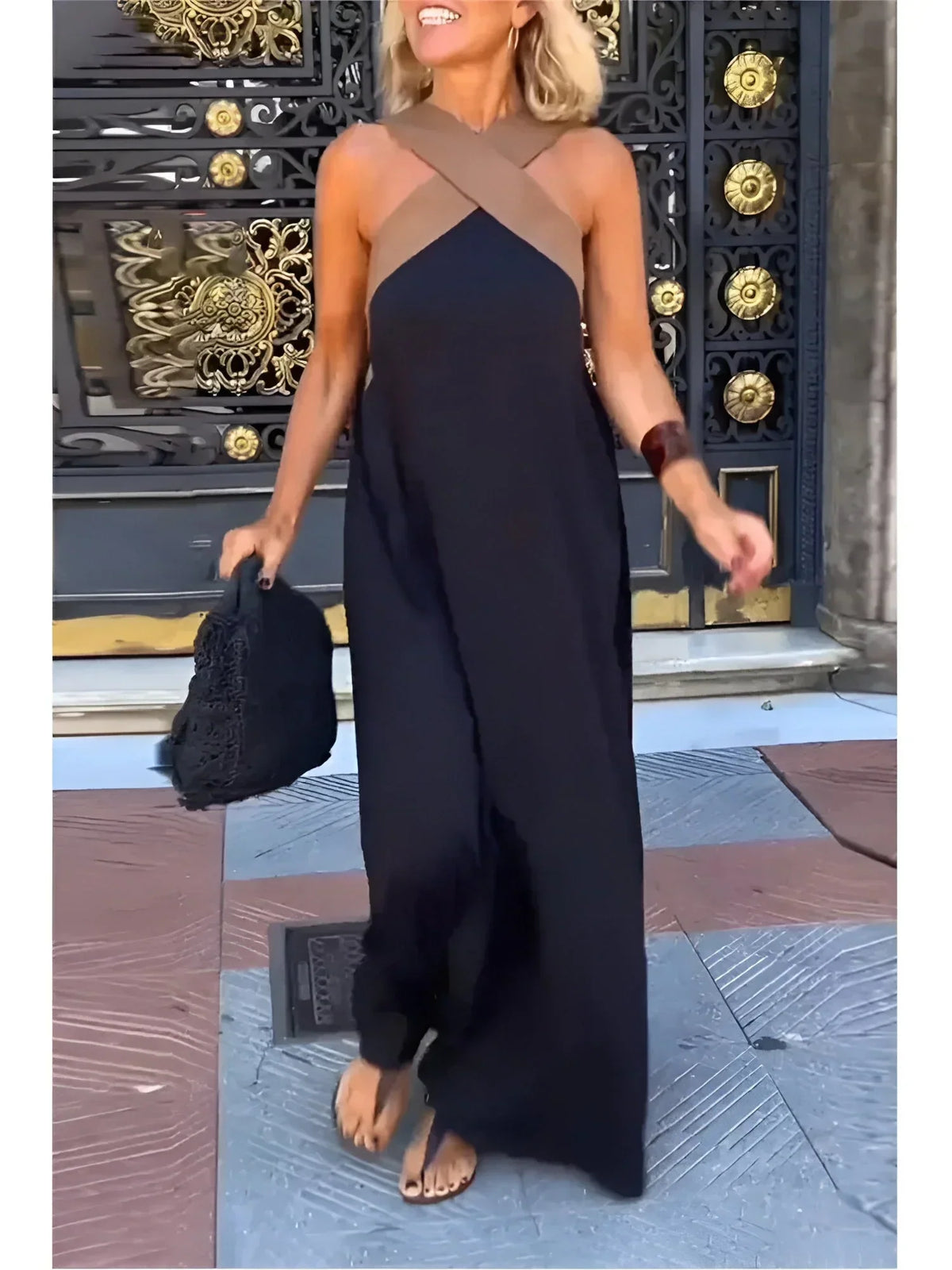 Quirine™ | Wrap-Front Maxi Dress – Black | The Bellemont Sisters Australia