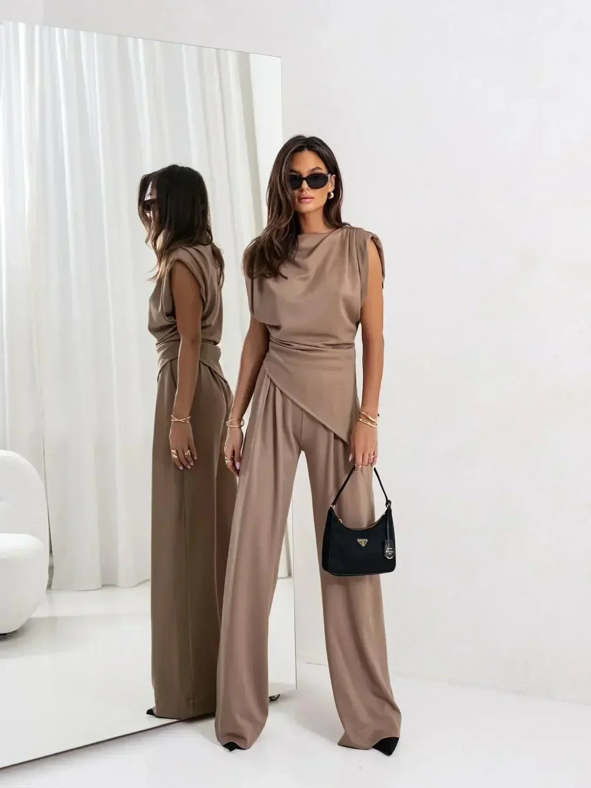 Diann™ Elegant Two-Piece Set – Brown | The Bellemont Sisters Australia