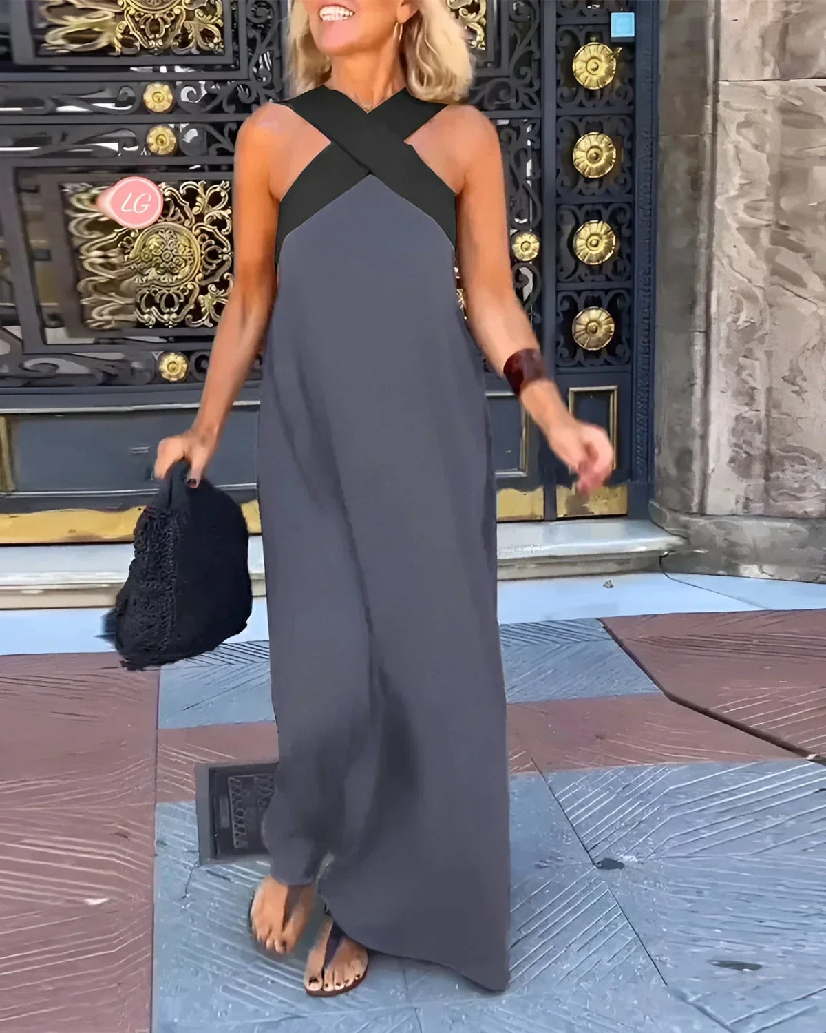 Quirine™ | Wrap-Front Maxi Dress – Gray | The Bellemont Sisters Australia