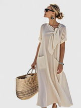 Antonina | Elegant Dress – Beige | The Bellemont Sisters Australia