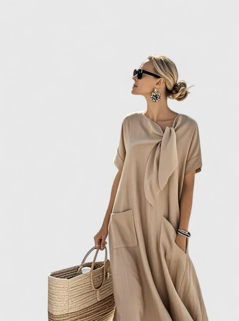 Antonina | Elegant Dress – Khaki | The Bellemont Sisters Australia