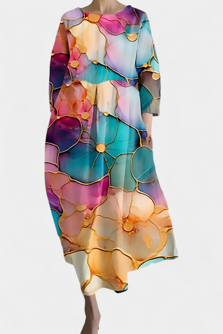 Isalinde | Comfortable V-Neck Dress – Flowers | The Bellemont Sisters Australia