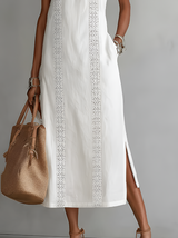 Jimena | Relaxed Embroidered Mandarin Collar Midi Dress | The Bellemont Sisters Australia