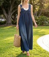 Miranda - Vintage Washed Soft Cotton Feel Denim Maxi Dress | The Bellemont Sisters Australia