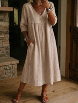 Martha | Comfortable Casual Maxi Dress – Beige | The Bellemont Sisters Australia