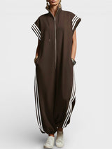 Valeria™ Zip Neck Jumpsuit – Brown | The Bellemont Sisters Australia