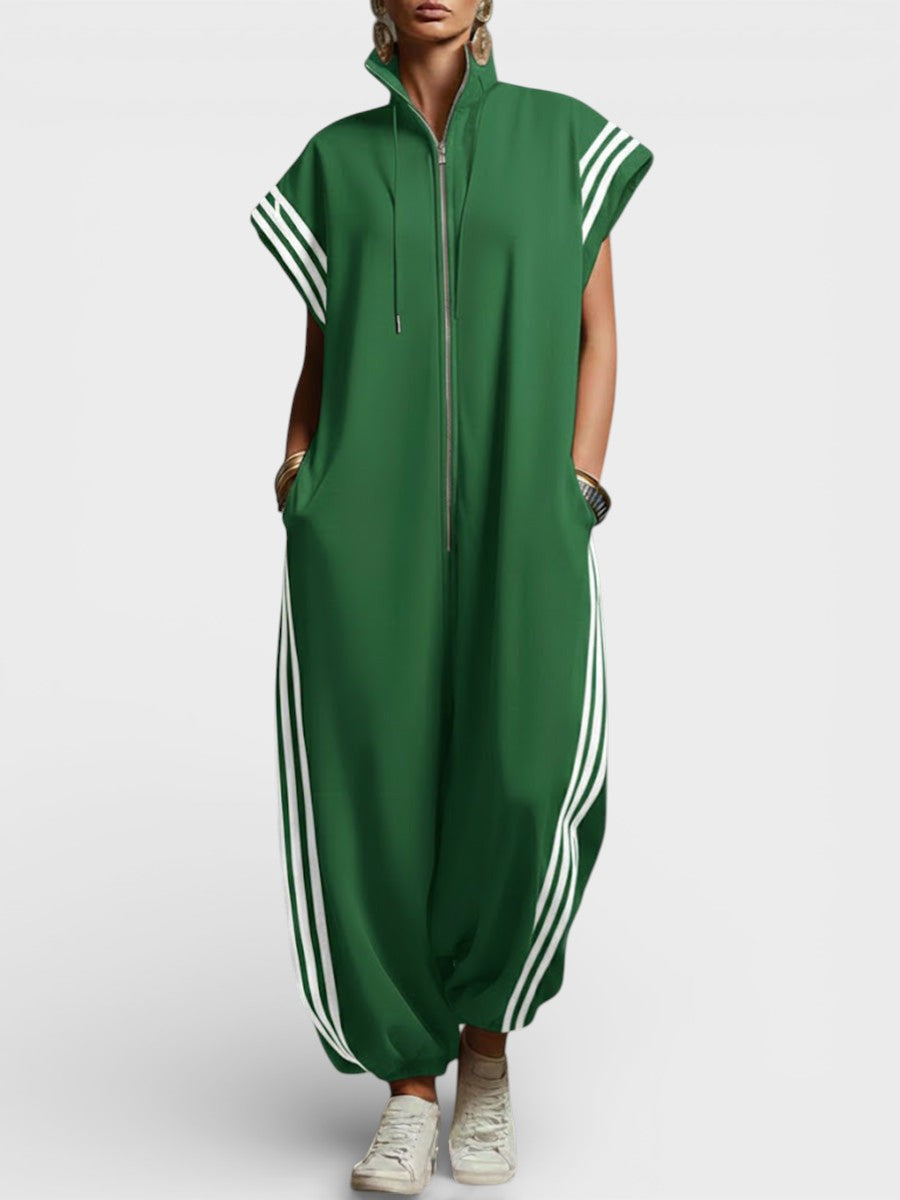 Valeria™ Zip Neck Jumpsuit – Green | The Bellemont Sisters Australia