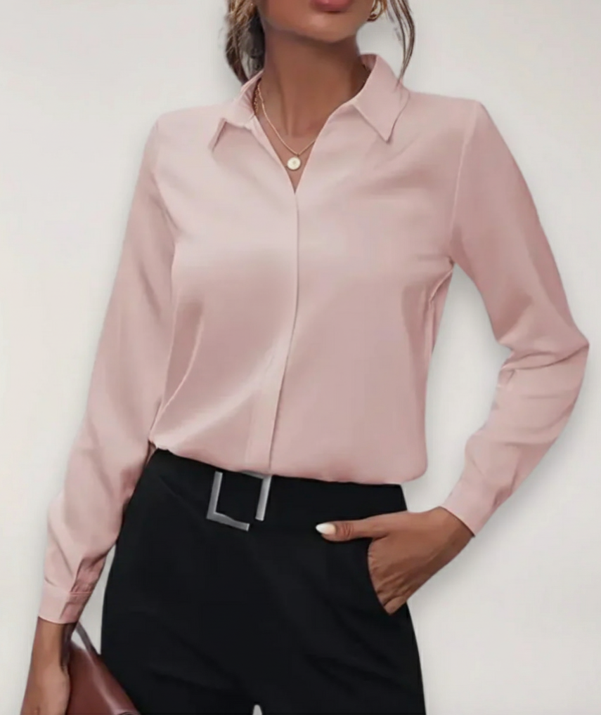 Charlotte | Women’s Spring Buttoned Office Blouse – Pink | The Bellemont Sisters Australia