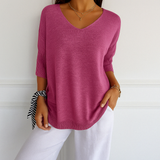 Clara | Women V Neck Short Sleeve Sweater – Pink | The Bellemont Sisters Australia