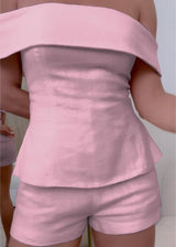 White Cotton and Linen Two-piece Suit – Pink | The Bellemont Sisters Australia