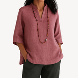 Katherine | Women’s Casual Linen Tunic Top – Red | The Bellemont Sisters Australia