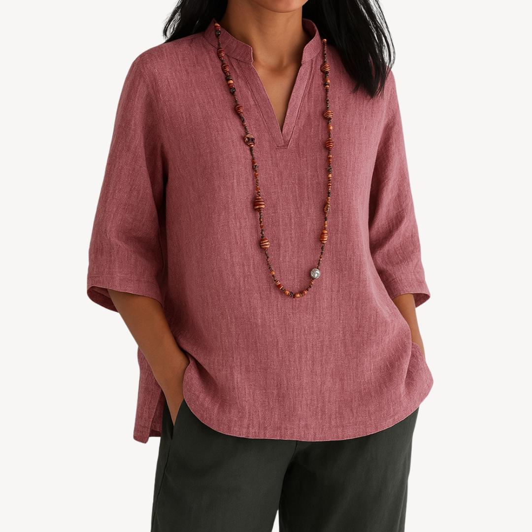 Katherine | Women’s Casual Linen Tunic Top – Red | The Bellemont Sisters Australia