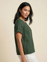 Grace | Women’s Linen Round Neck Button Blouse | The Bellemont Sisters Australia