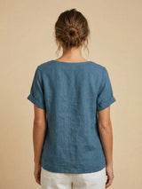 Grace | Women’s Linen Round Neck Button Blouse | The Bellemont Sisters Australia