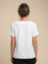 Grace | Women’s Linen Round Neck Button Blouse | The Bellemont Sisters Australia