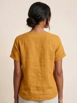 Grace | Women’s Linen Round Neck Button Blouse | The Bellemont Sisters Australia