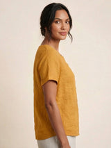 Grace | Women’s Linen Round Neck Button Blouse | The Bellemont Sisters Australia