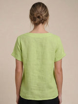 Grace | Women’s Linen Round Neck Button Blouse | The Bellemont Sisters Australia