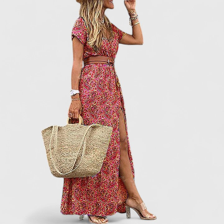 Alleta | Sophisticated Maxi Dress – Dark Red | The Bellemont Sisters Australia