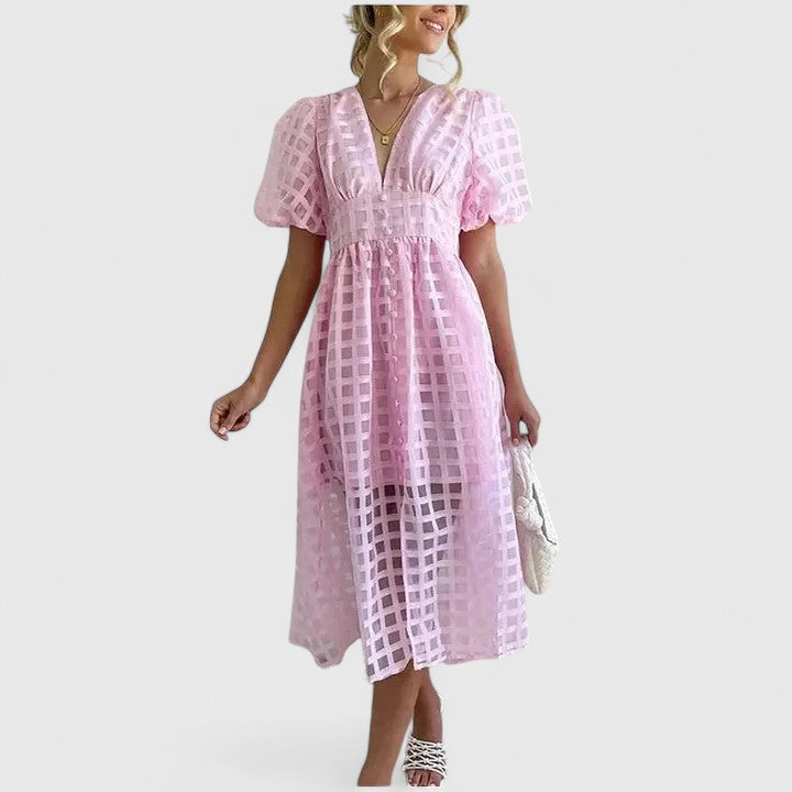 Elanqi | Elegant Midi Dress – Baby Pink | The Bellemont Sisters Australia