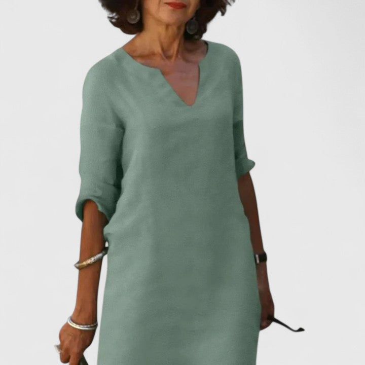 Taylor | Comfortable V-Neck Dress – Green | The Bellemont Sisters Australia