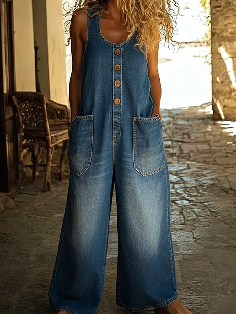 Nancy | Vintage Washed Cotton Denim Overalls | The Bellemont Sisters Australia