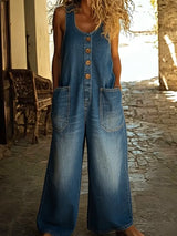 Nancy | Vintage Washed Cotton Denim Overalls | The Bellemont Sisters Australia